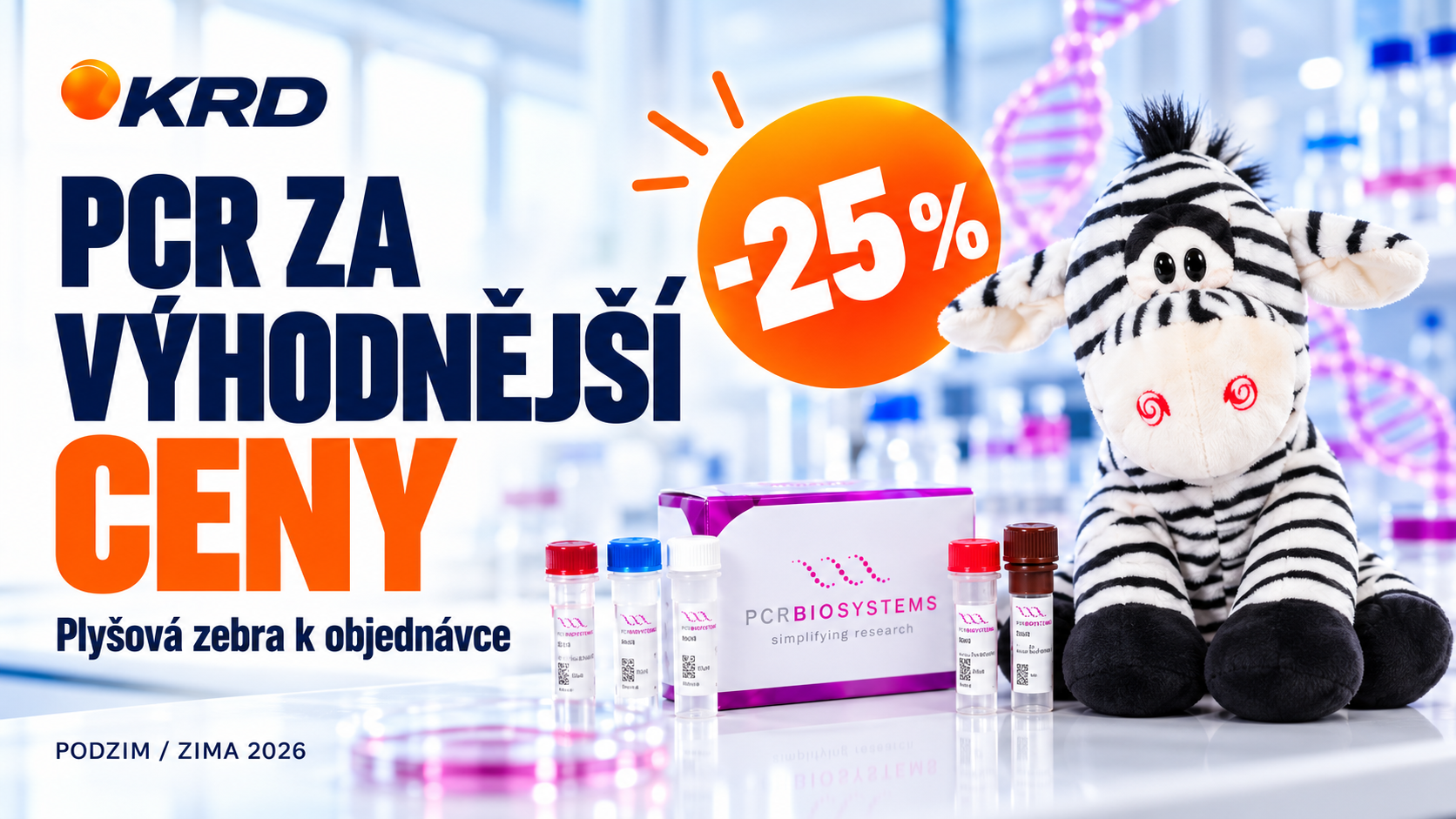 PCR za výhodnější ceny: sleva 25 % a plyšová zebra k objednávce